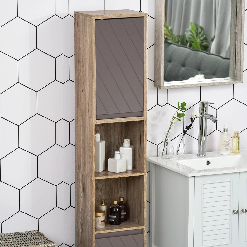 Armadietto Colonna per Bagno ¨C Zephmum ¨C Legno Rovere Grigio 30x24x170