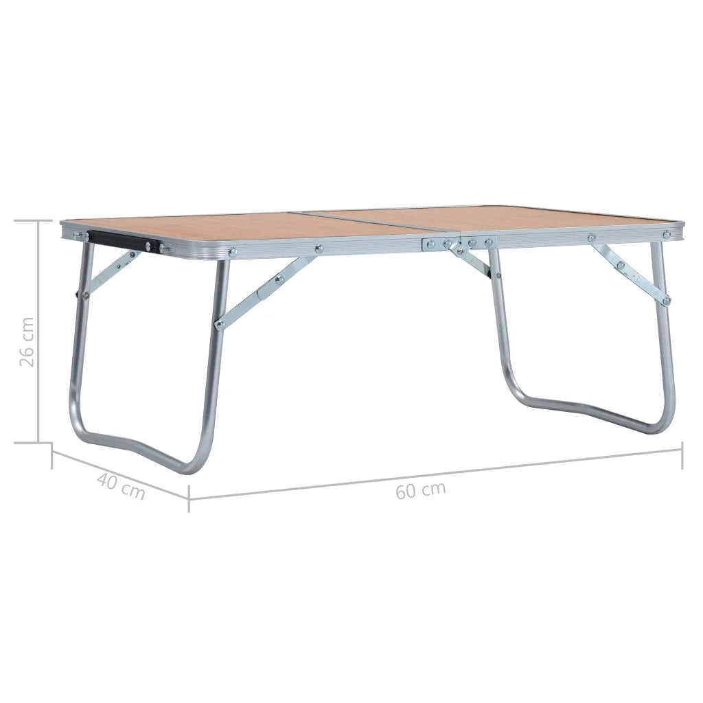 Tavolo Pieghevole da Campeggio Marrone in Alluminio 60x40cm 48186