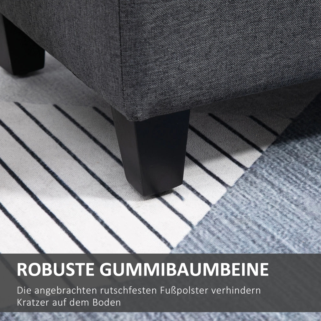 Panca con contenitore ¨C Xylo ¨C tessuto effetto lino grigio scuro gambe in legno 100x40x44 cm