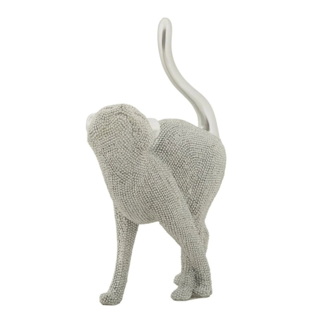 Scultura Gatti 4, Argento, Poliresina, 17,5x9x26 cm