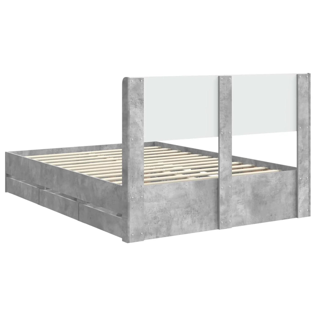 Struttura del letto con stoccaggio e testata Grigio Cemento 3414314