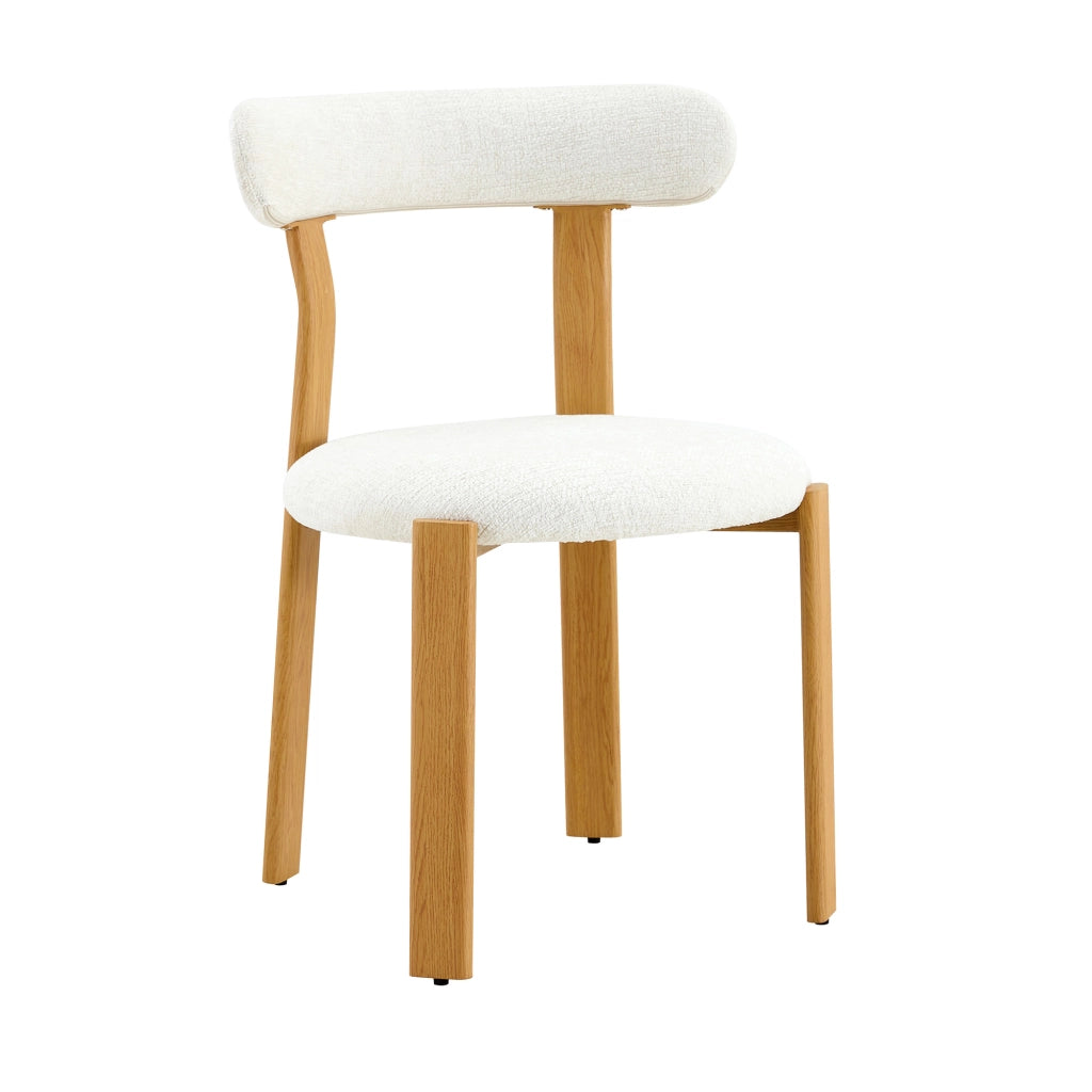 Set di 2 sedie, rivestite in tessuto boucl¨¦ traspirante bianco, schienale ergonomico, gambe robuste con piedini antiscivolo, altezza circa 79 cm, solo