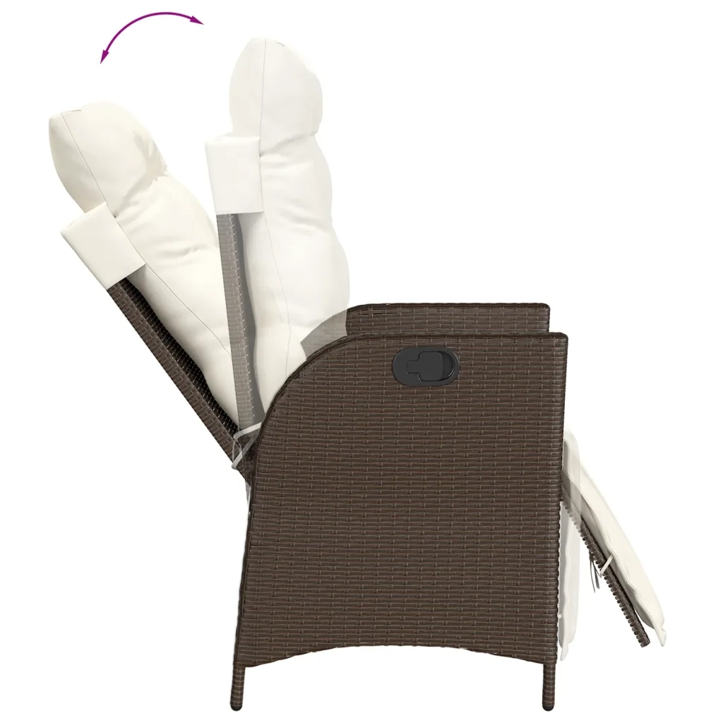 Set da Pranzo da Giardino 5pz con Cuscini in Polyrattan Marrone 3213415