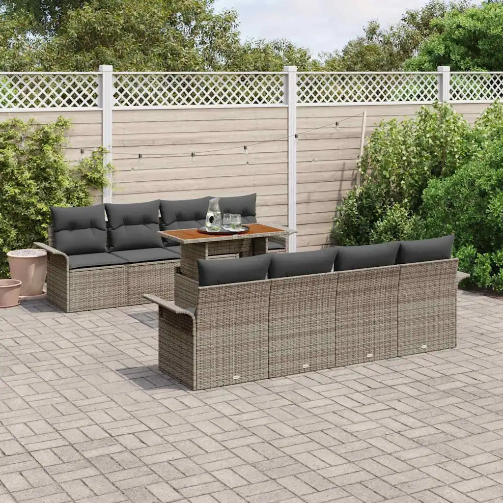 Set Divano da Giardino con cuscino 7 pcs Grigio polyrattan