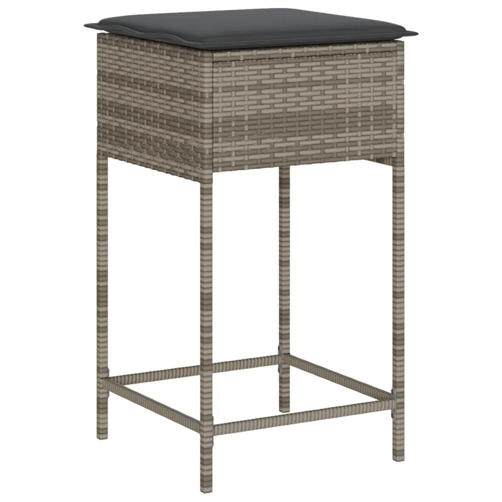 Set Bar da Giardino 5 pz con Cuscini in Polyrattan Grigio 3261508