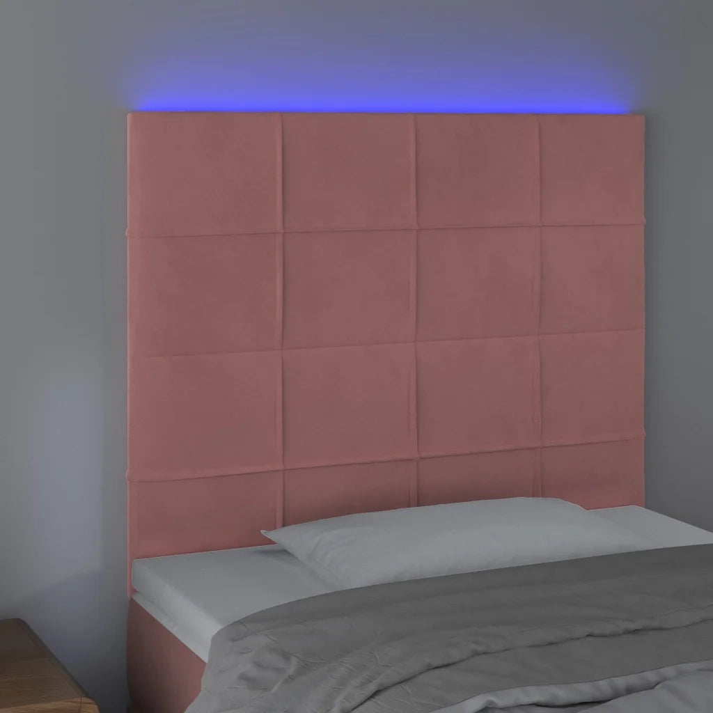 Testiera | Testata a LED Rosa 90x5x118/128 cm in Velluto