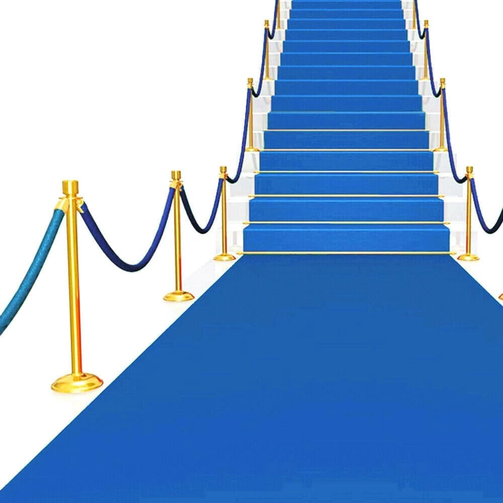 Passatoia Moquette Blu 100x300 Cm Antiscivolo Cerimonia Evento Fiera Corridoio Negozio Marciapiede