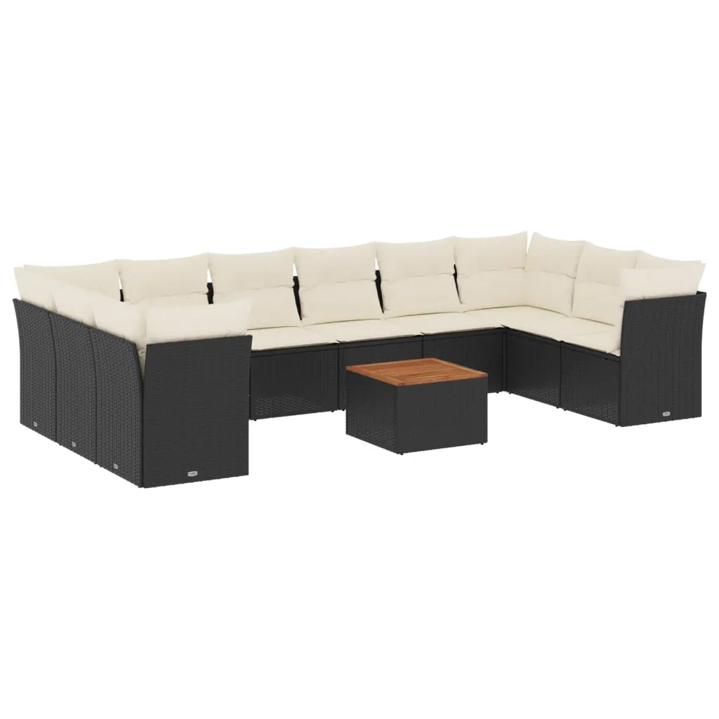 Set Divani da Giardino 11 pz con Cuscini in Polyrattan Nero 3223830