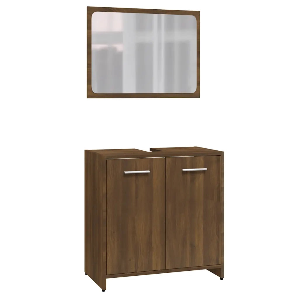 Set Mobili da Bagno | Armadio da bagno Rovere Marrone in Legno Multistrato