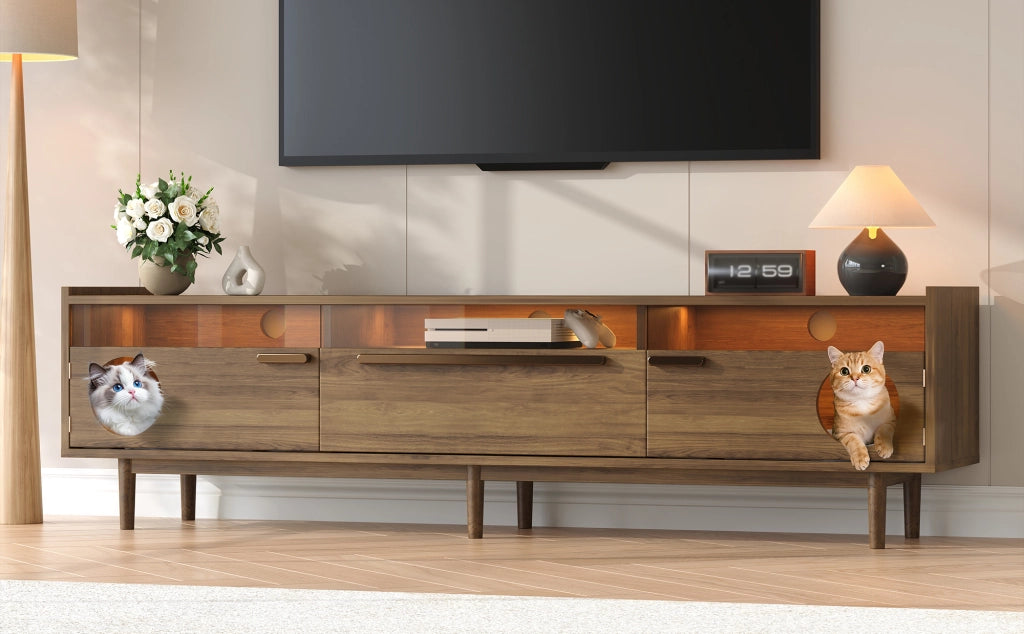 Cassettiera per TV noce MDF 180 cm