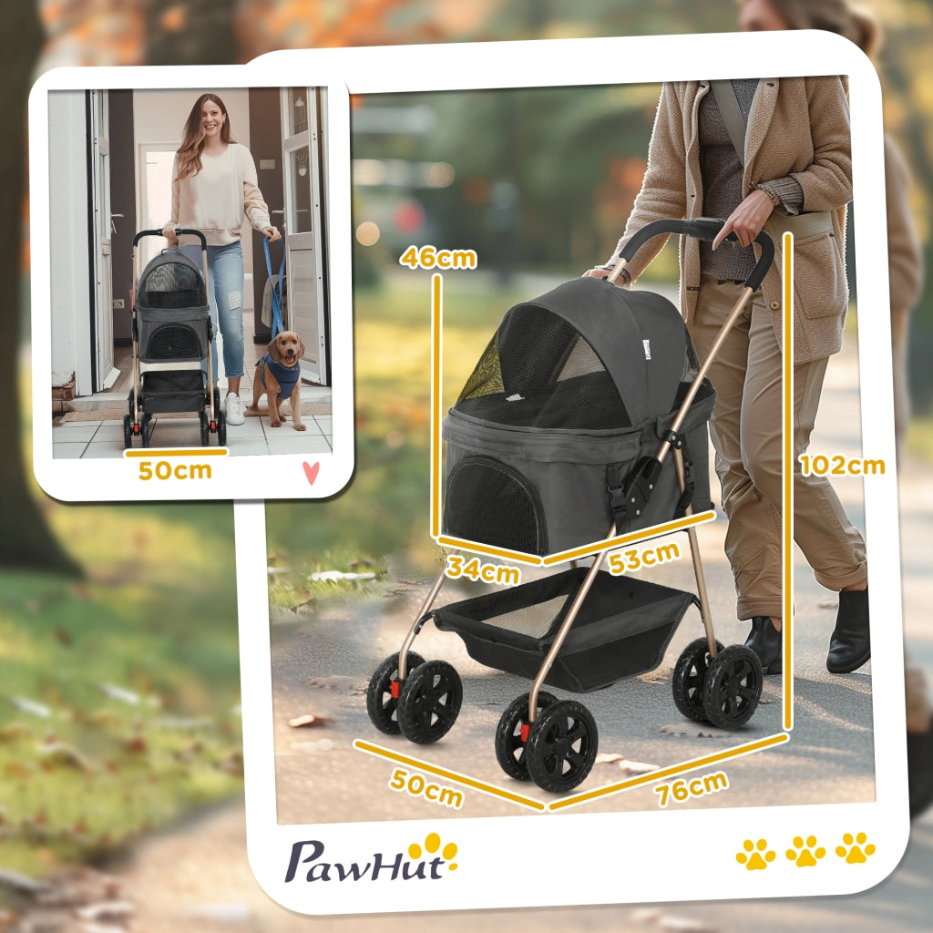 Trasportino Cane Pieghevole 3 in 1 ¨C Minimal ¨C Grigio con Borsa e Cestino