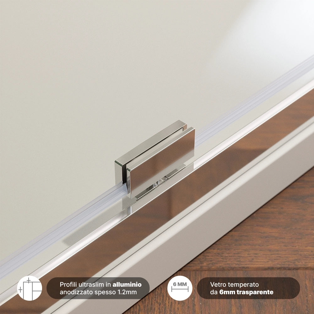 Box doccia 100x90 cm con apertura a battente vetro 6mm trasparente h195 cm | Aruba