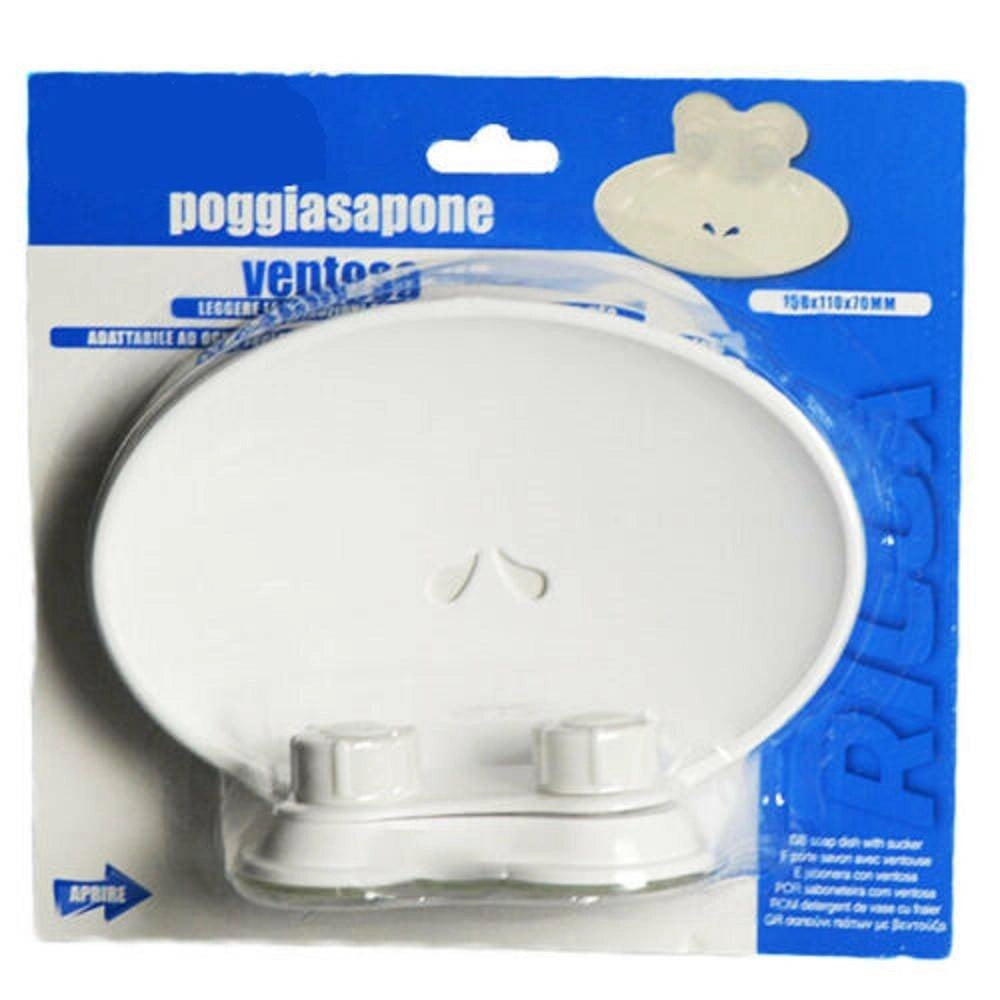 Trade Shop - Portasapone Portasaponetta Accessorio Bagno Attacco A Ventosa Bianco -