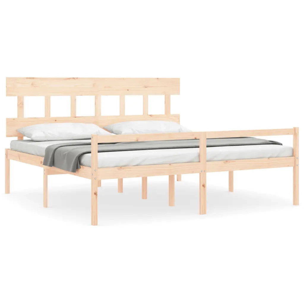 Letto matrimoniale | Letto per adulti | Letto per Anziani con Testiera 200x200 cm in Legno Massello
