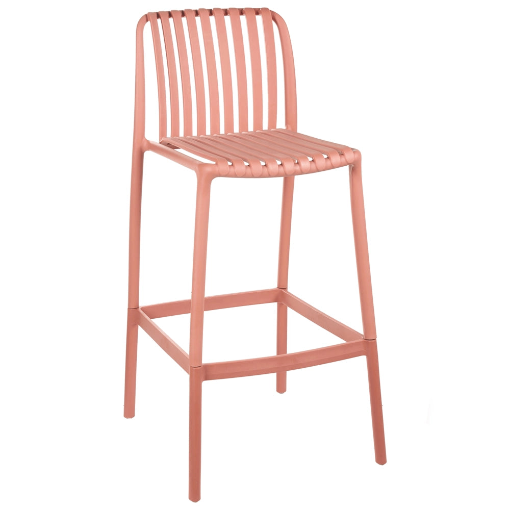 Set di 2 sedie da bar per sala da pranzo in materiale sintetico rosso chiaro senza braccioli stile moderno per interni ed esterni