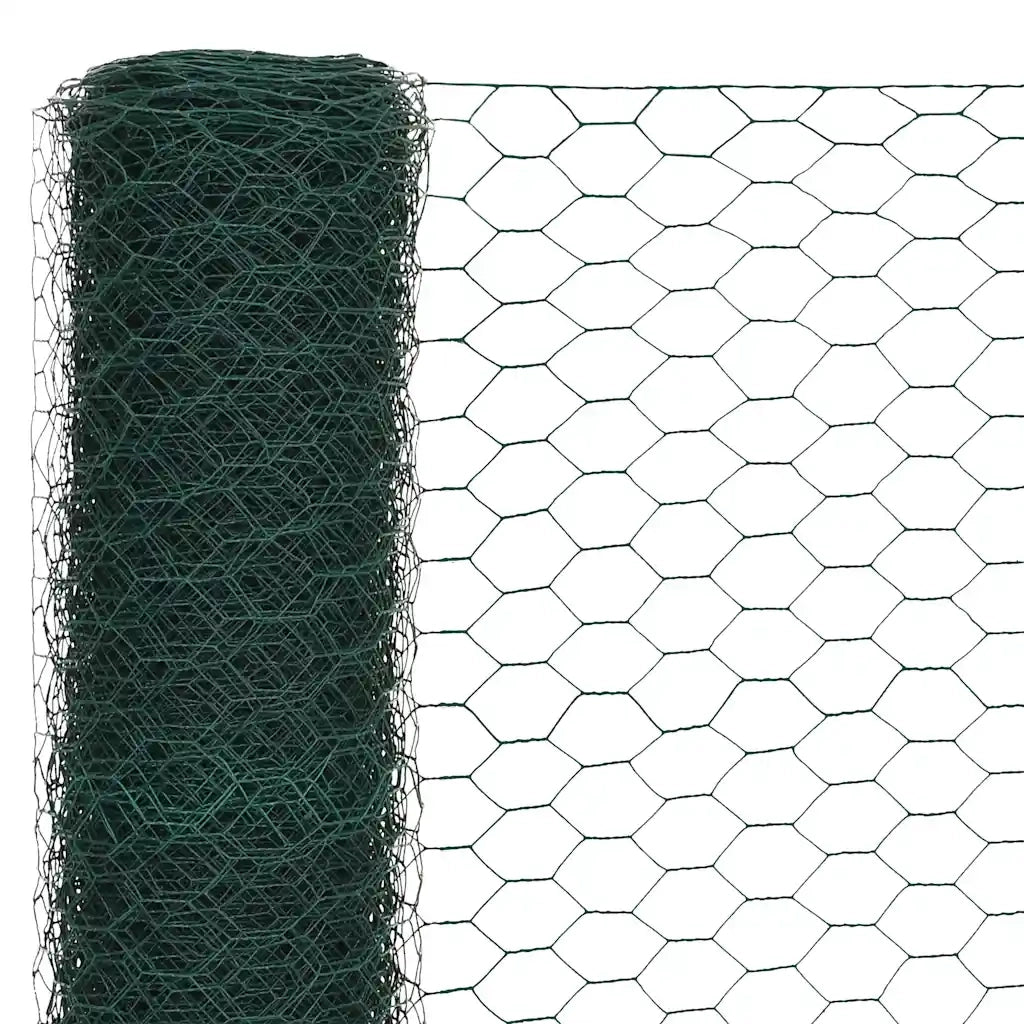 Recinzione da Giardino | Recinzione in Rete per Pollaio in Acciaio e PVC 25x1,5 m Verde