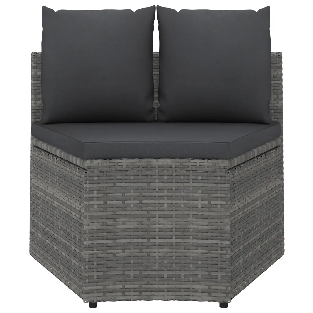 Set Divani da Giardino 8 pz con Cuscini in Polyrattan Grigio