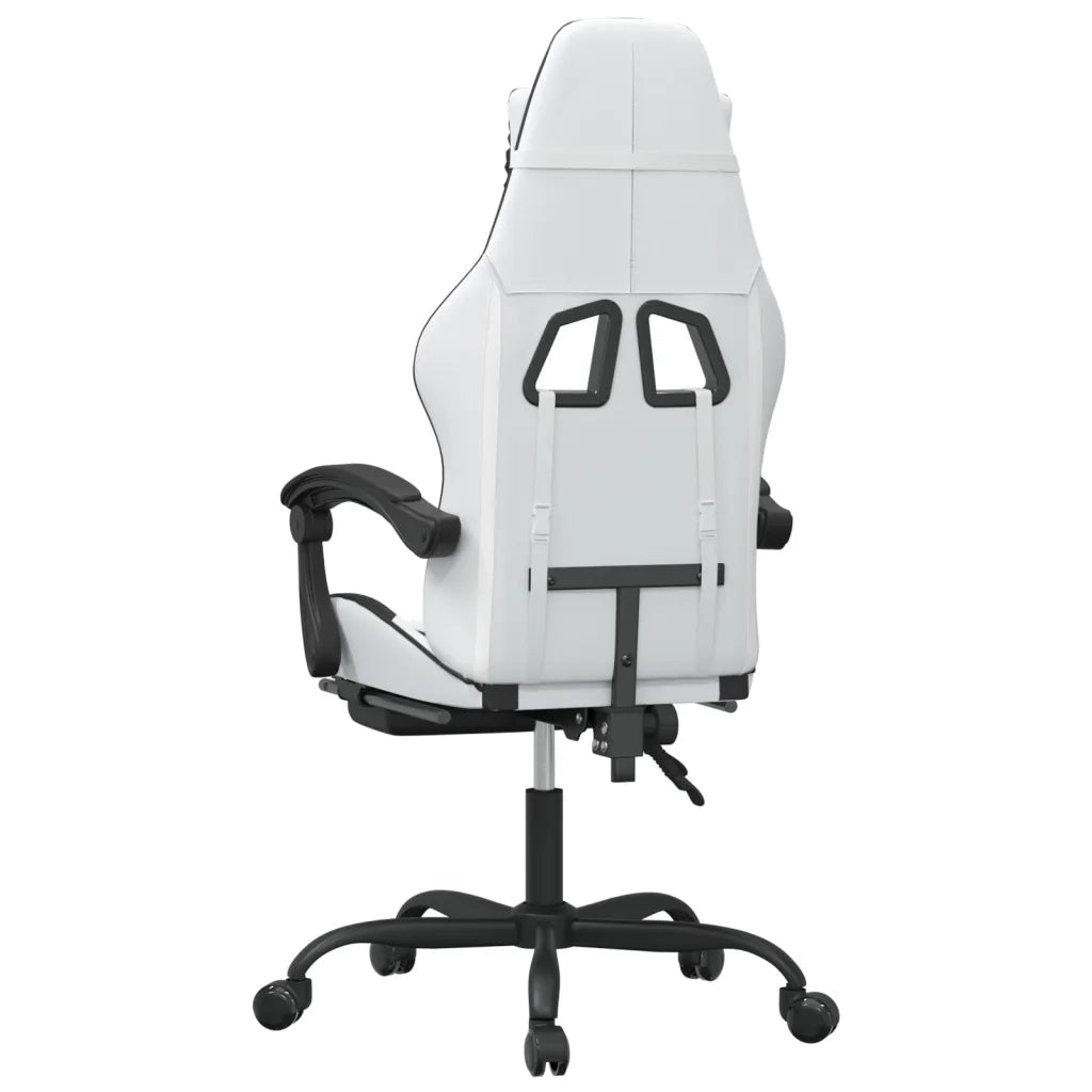 Sedia da Gaming | Sedia da e-sports Girevole Poggiapiedi Bianco e Nero Similpelle