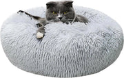 Letto per animali con cuscino 40 cm morbido piuma gatto letto rotondo antiscivolo cuscino morbido lavabile lettino per animali (S ~ grigio chiaro)