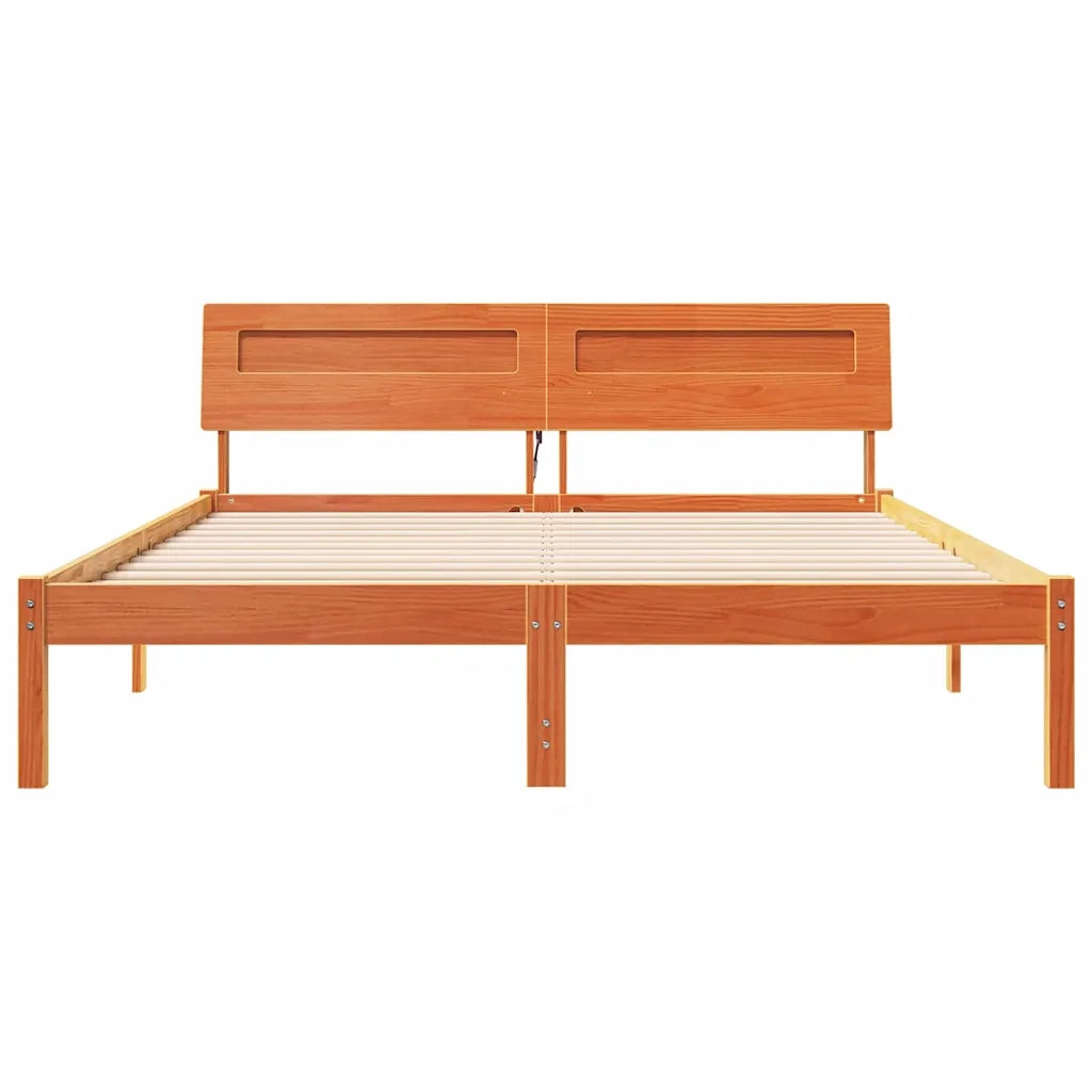 Letto matrimoniale | Letto per adulti | Struttura del letto Marrone cerato 160 x 200 cm Pino massello