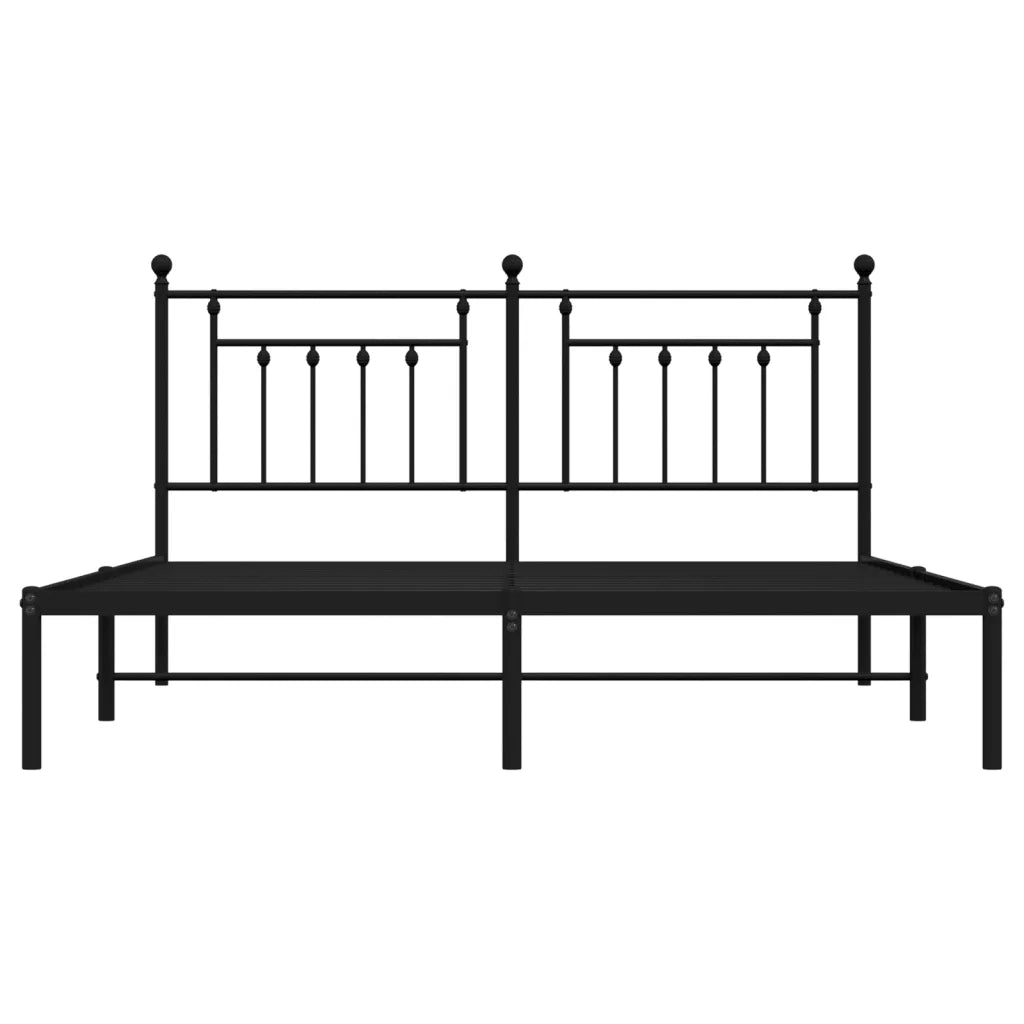 Letto matrimoniale | Letto per adulti | Giroletto con Testiera in Metallo Nero 160x200 cm