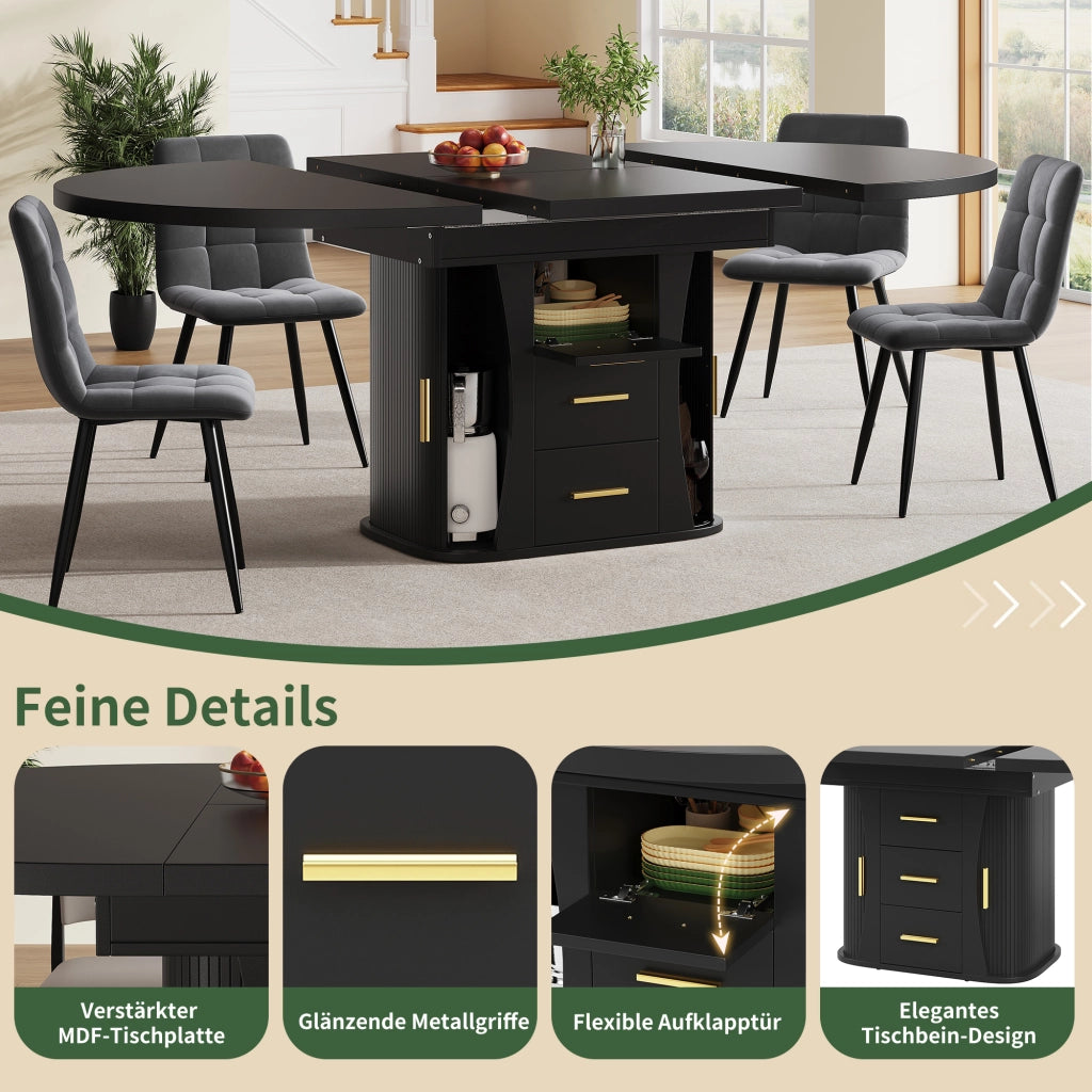 TAVOLO allungabile 118-158 cm MDF nero
