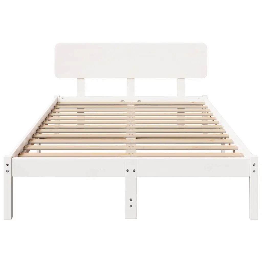 Struttura del letto-Giroletto-Rete del Letto Bianco 140 x 190 cm Pino massello 685383
