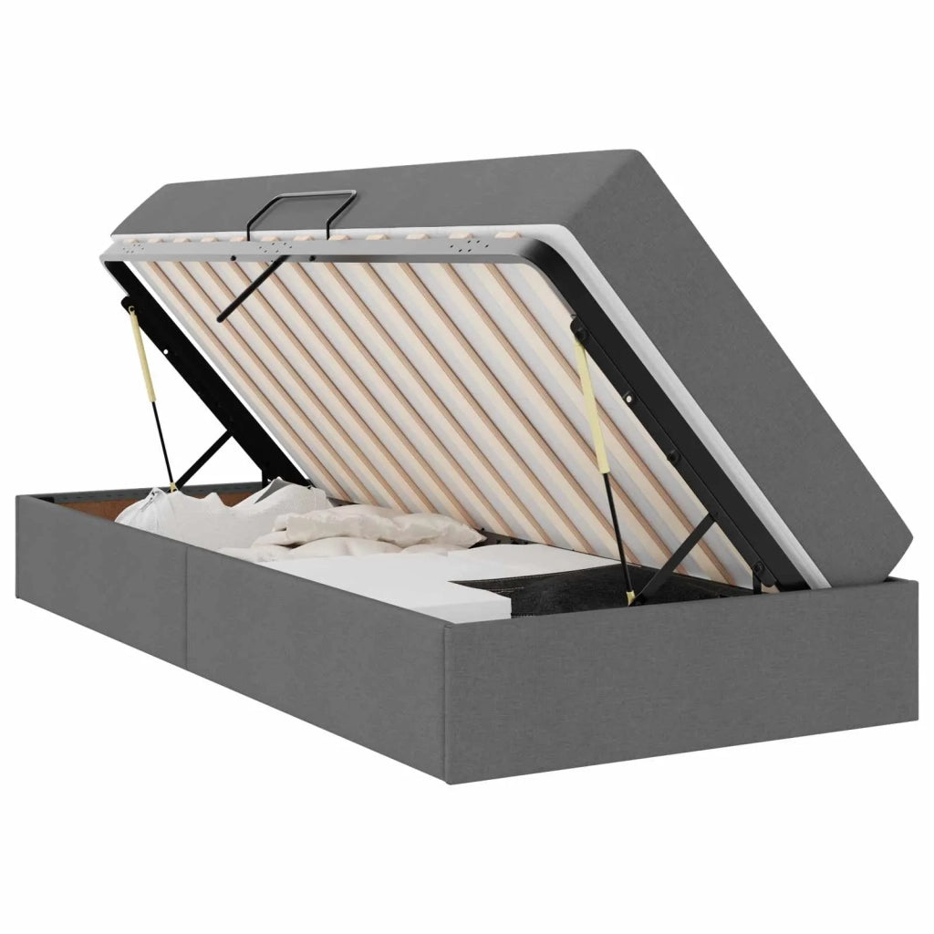 Letto con contenitore e materasso Grigio scuro 100 x 200 cm