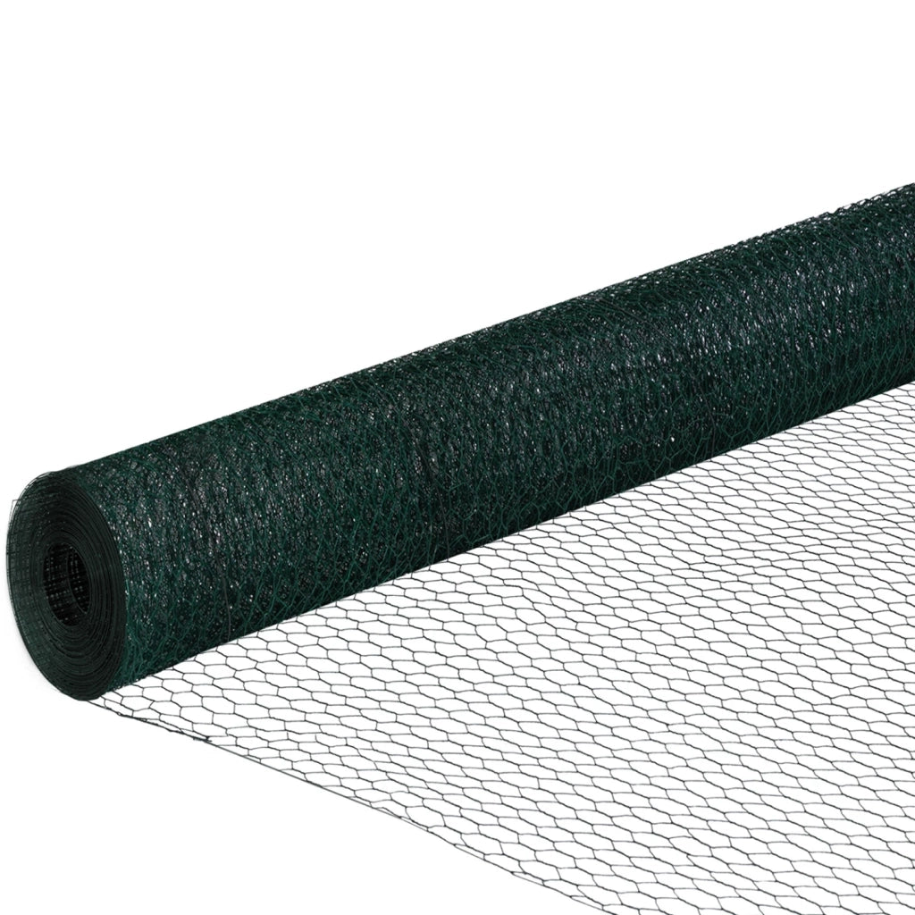 IDMarket - Rete metallica per polli rete verdi 1x25 m, rete a tripla torsione 25 mm, recinto flessibile per giardini di animali
