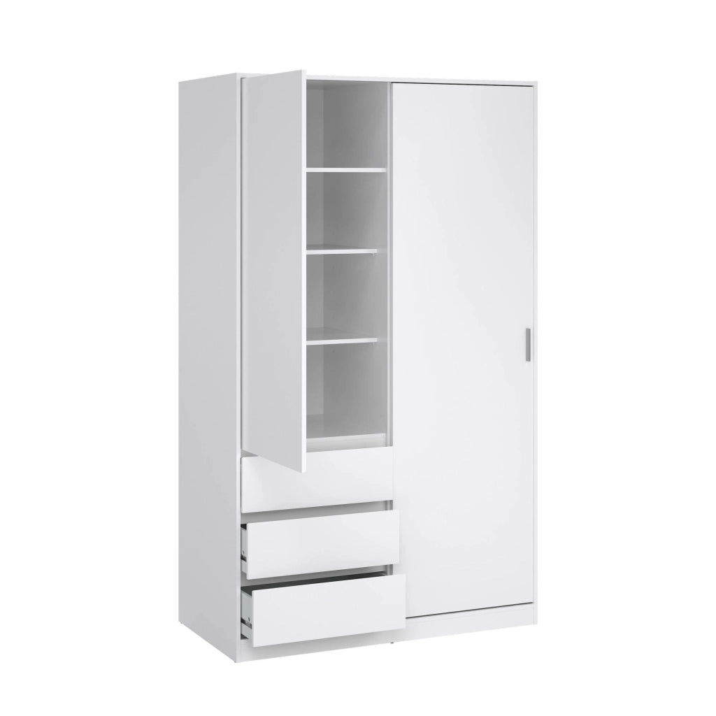 Guardaroba 2 ante Sanjose, Mobile camera da letto, Cabina armadio portabiti, Armadio appendiabiti, 119x60 h200 cm, Bianco lucido