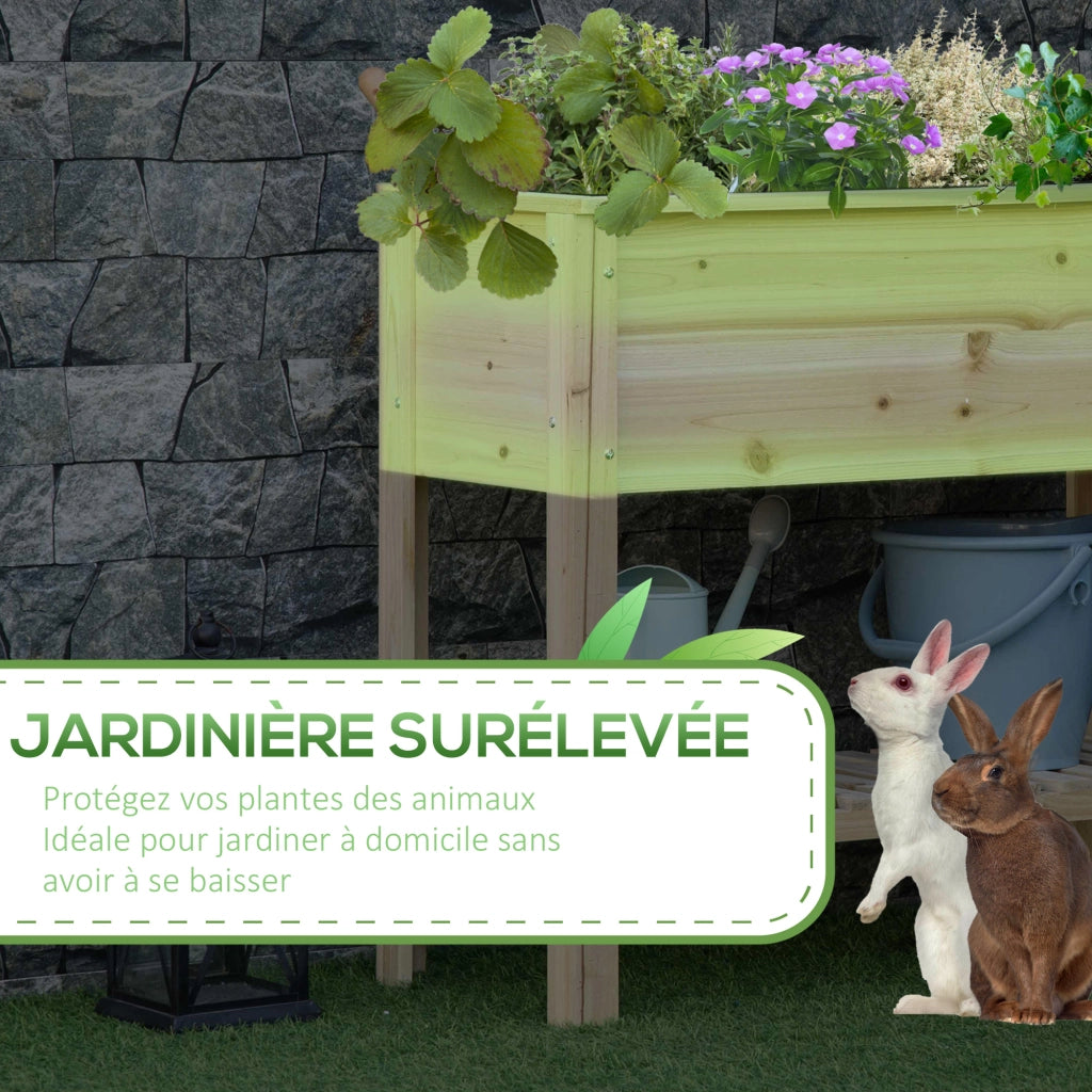 Fioriera da giardino con ripiano a doghe e sistema di irrigazione ¨C Minimal ¨C Legno massello 90x40x81 cm
