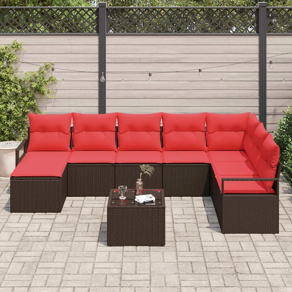 Set di divani con cuscino 9 pcs Marrone polyrattan 3346514