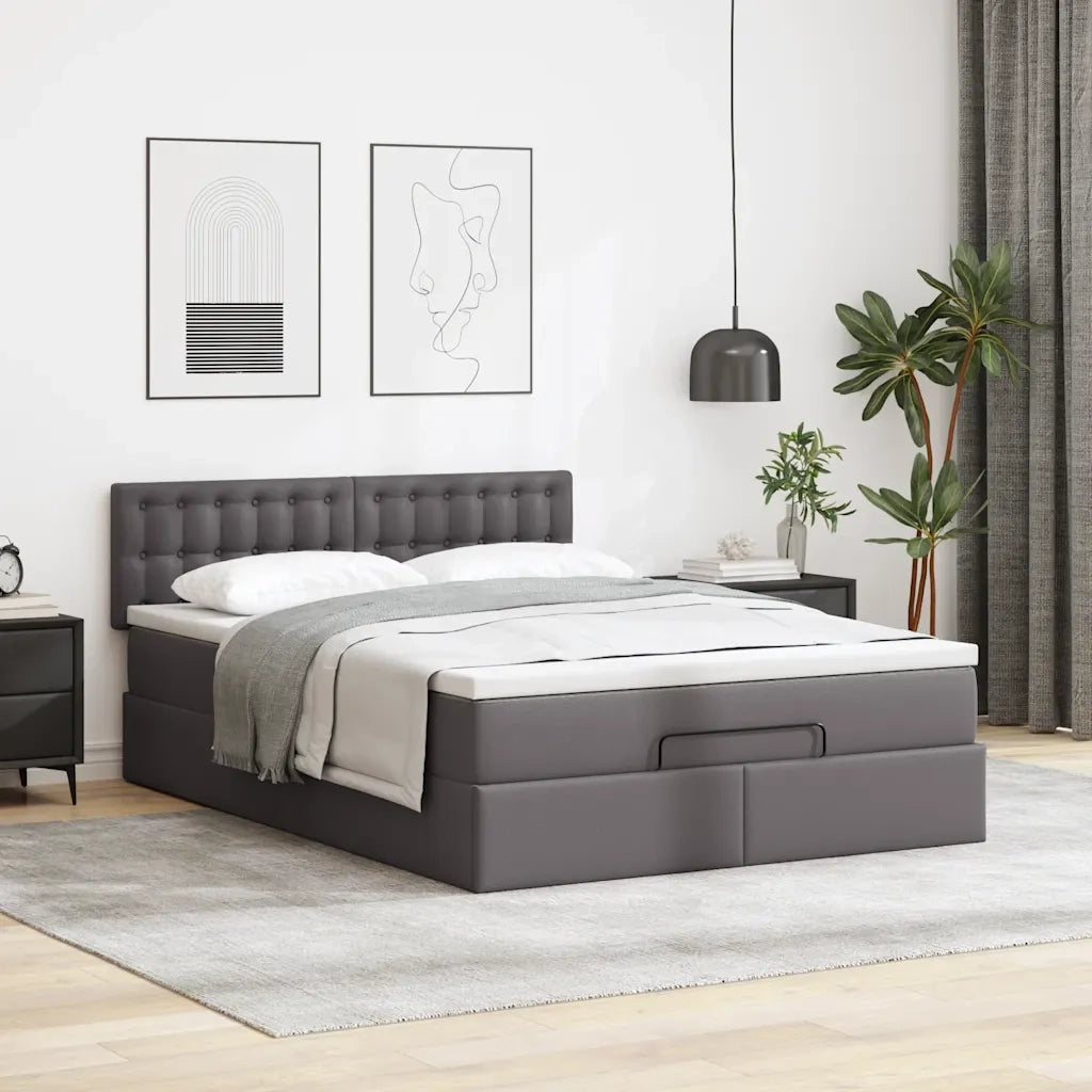 Pouf Letto con Materassi e LED Grigio 140x190cm Similpelle 3312155