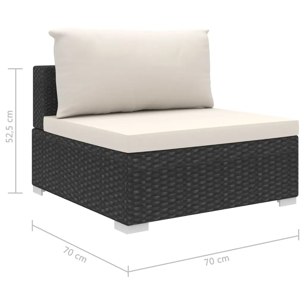 Set Divani da Giardino 9 pz con Cuscini in Polyrattan Nero 46786