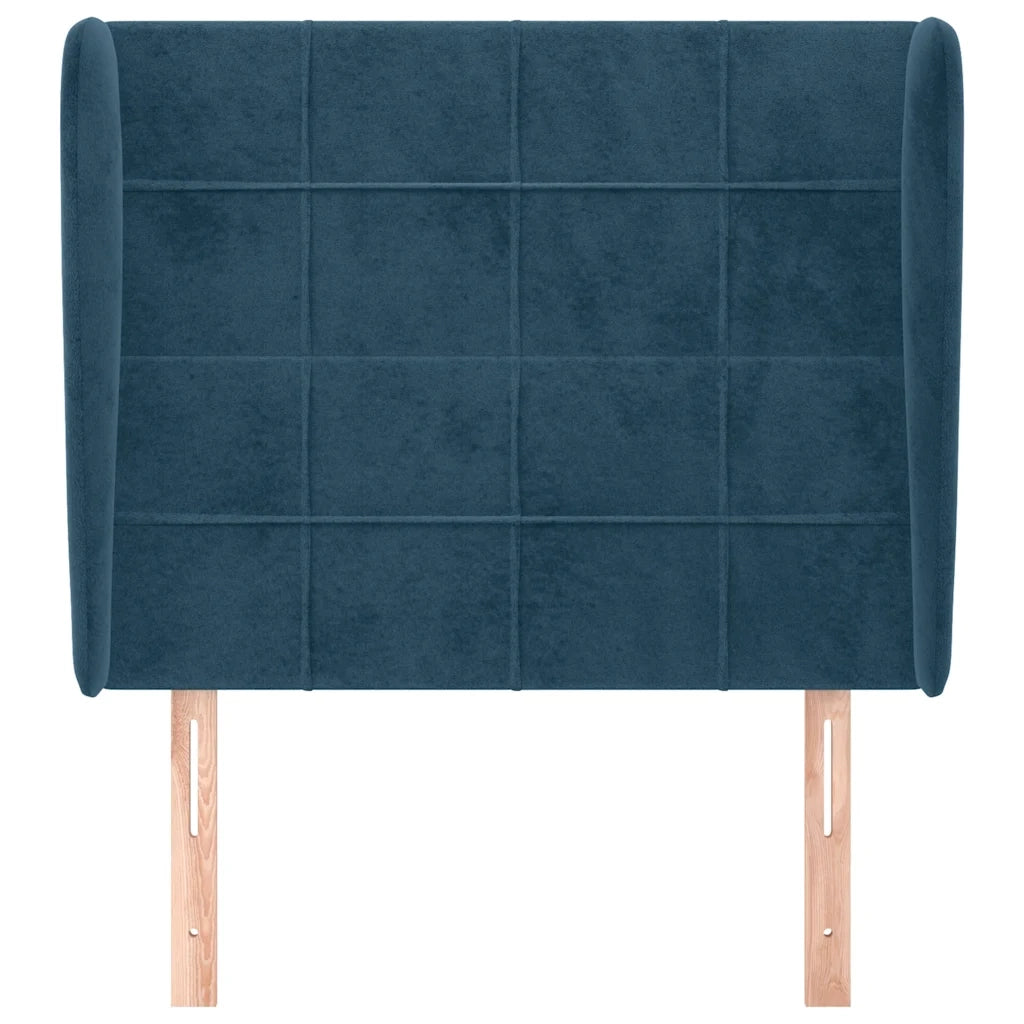 Testiera | Testata ad Orecchio Blu Scuro 103x23x118/128 cm in Velluto