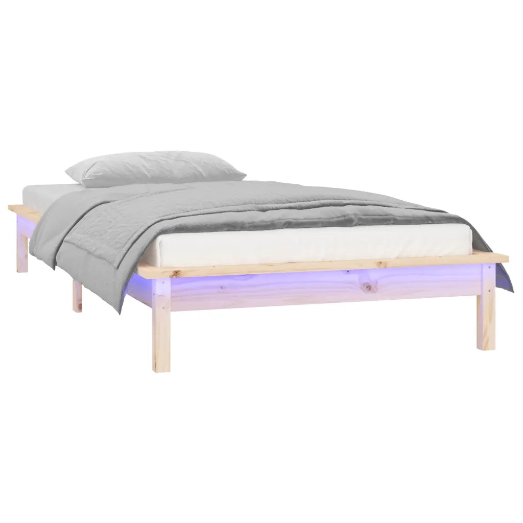 Letto singolo | Letto per adulti | Giroletto con LED 75x190 cm Small Single in Legno Massello