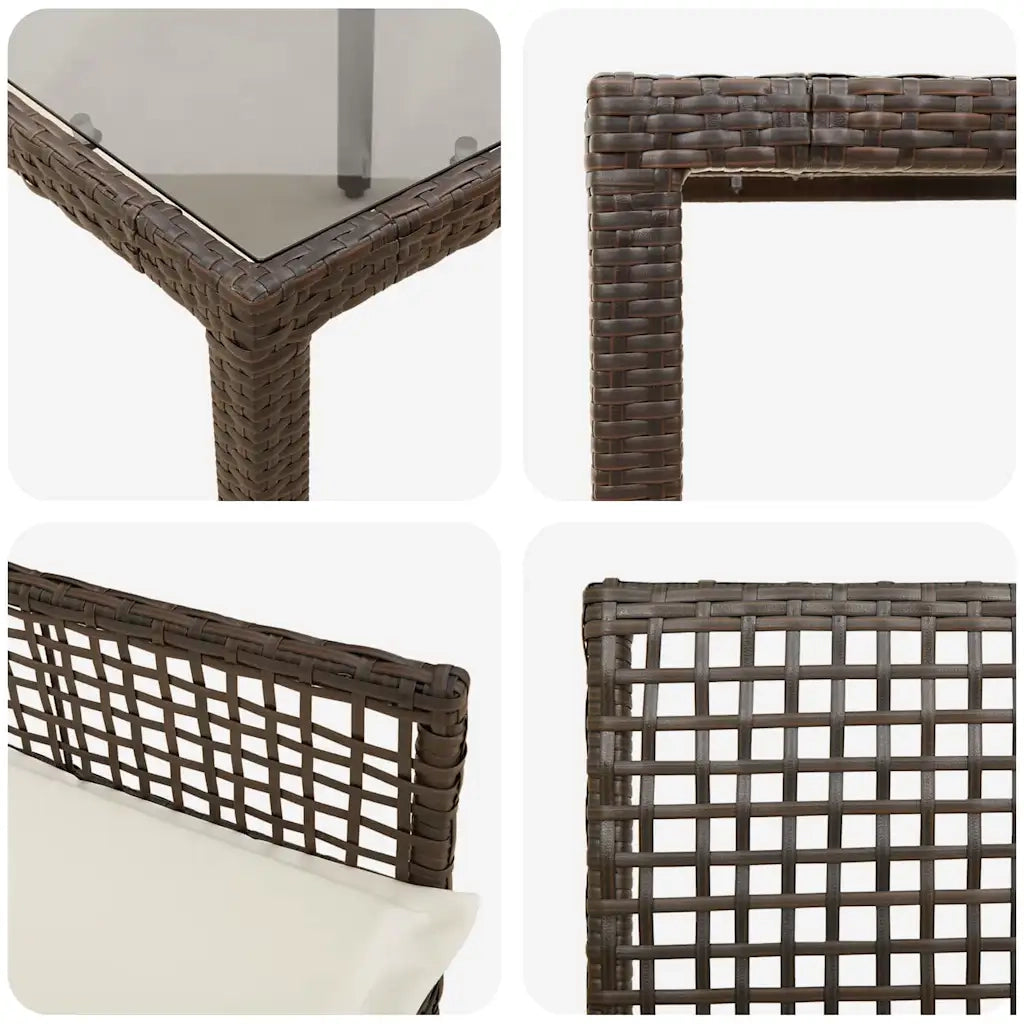 Set da Pranzo per Giardino 5 pcs Marrone polyrattan 3334864