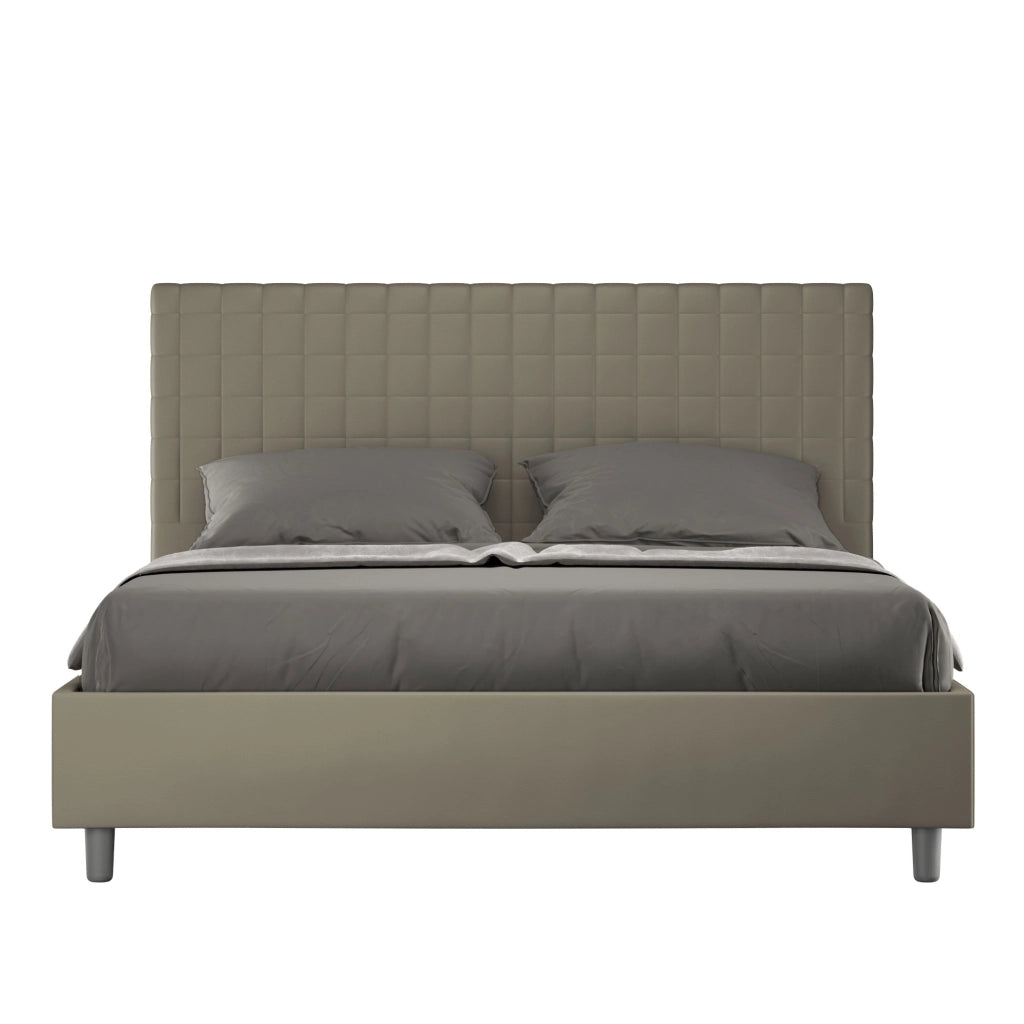 BS COM Letto queen size senza rete imbottito 150x210 similpelle cappuccino