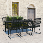 Set da Pranzo da Giardino 7 pz in Polyrattan e Vetro 3060253