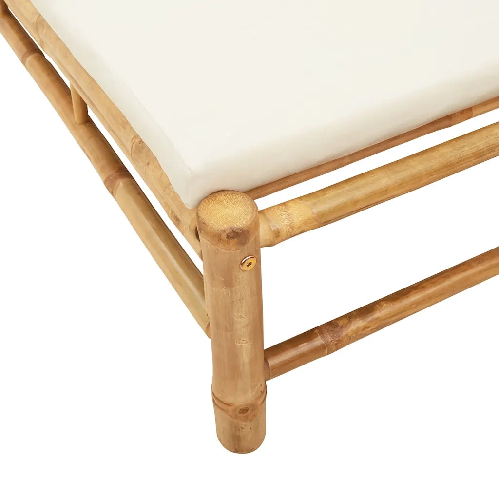 Lettino Prendisole con Cuscini 55x199x30 cm in Bambù 4108226