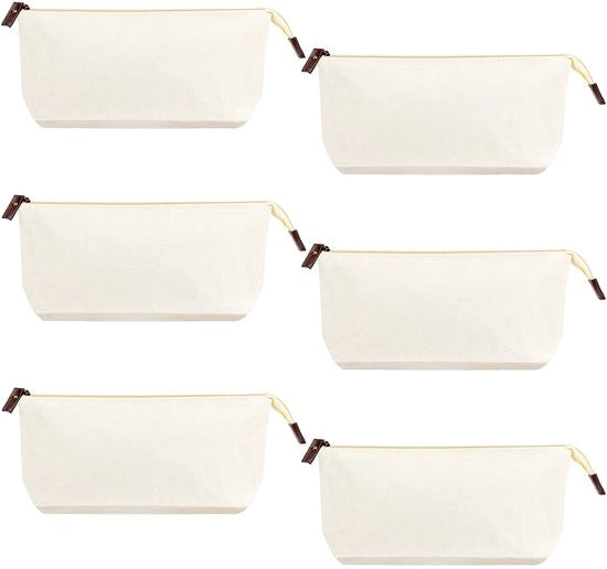 Borsa di Cosmetici per il Trucco - Borse da Viaggio Multifunzionali - Grande Borsa a Ristretto in Canapa - Bianca - Pennelli per il Trucco e Accessori per Hobby