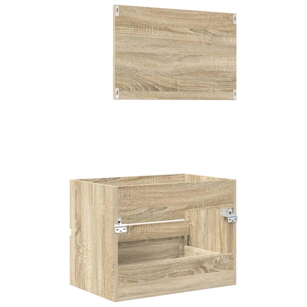 Set di mobili per il Bagno | Armadio da bagno Rovere Sonoma Legno multistrato