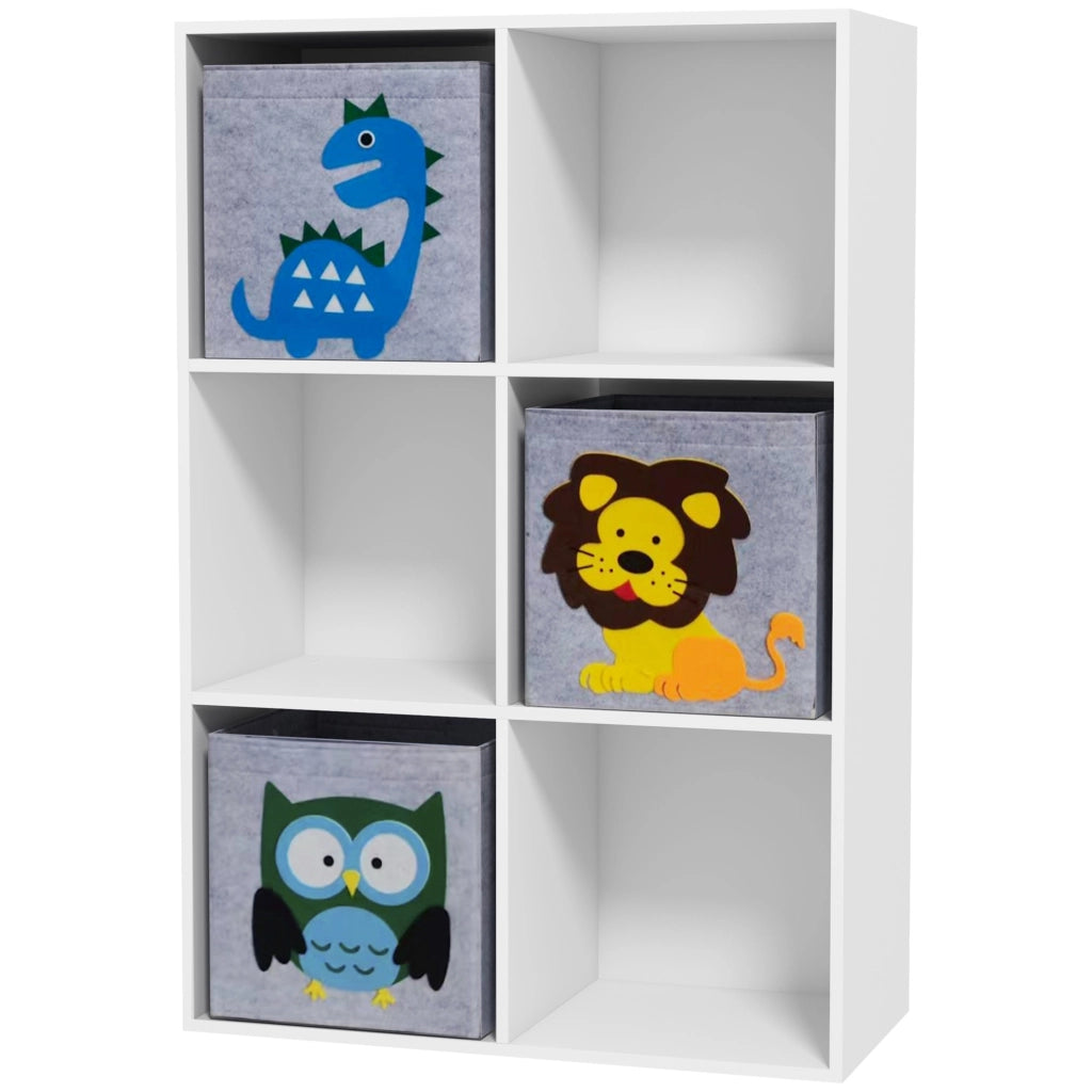 Libreria per Bambini a 6 Cubi ¨C Minimal ¨C Grigio e Bianco, MDF e Melamina, 61.8x29.9x91.5 cm