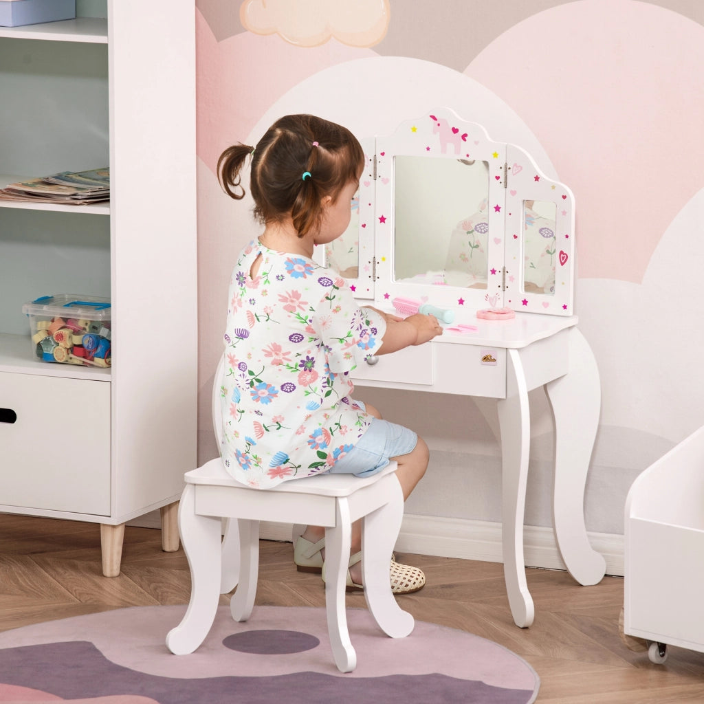 Tocador Bambini con Specchio e Cassetto ¨C zephmum ¨C Bianco