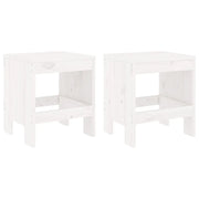 Sgabelli da Giardino 2 pz Bianchi 40x36x45cm Legno Massello Pino CFW1638969