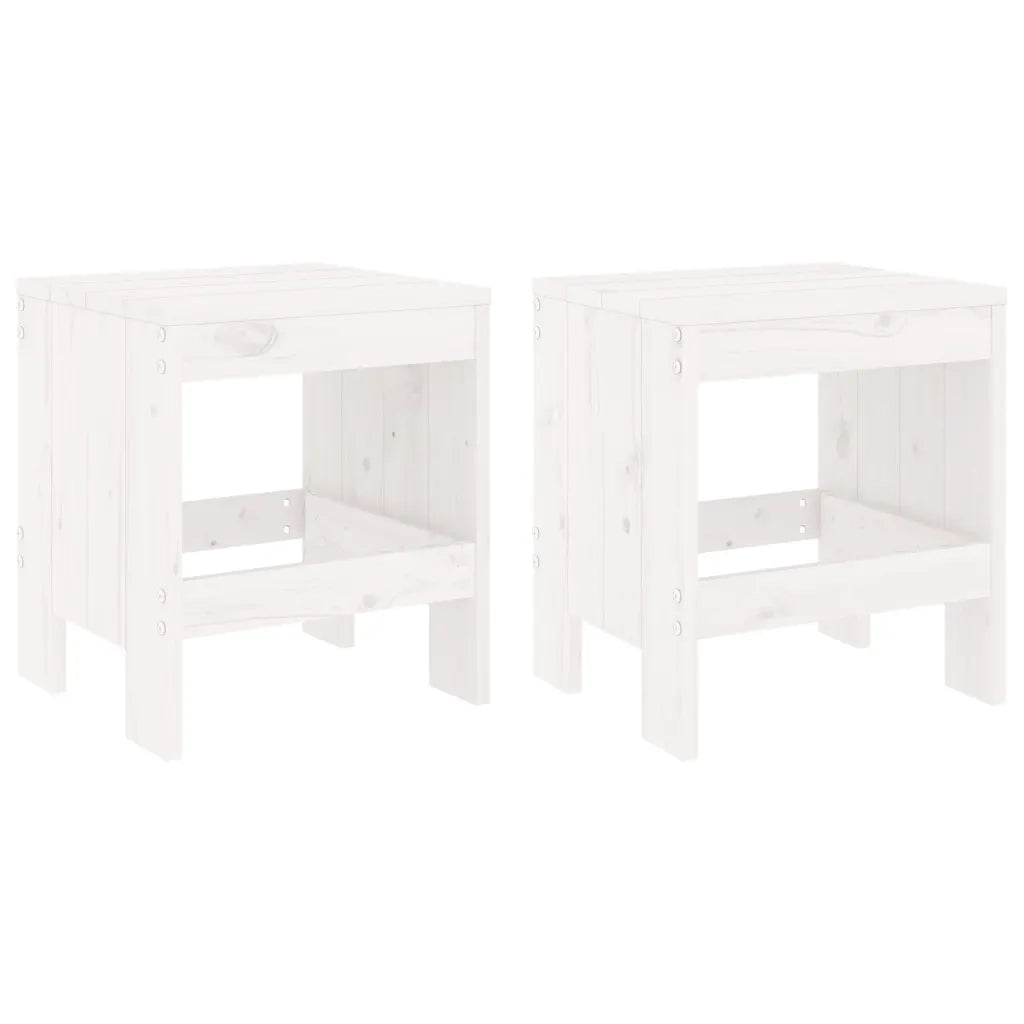 Sgabelli da Giardino 2 pz Bianchi 40x36x45cm Legno Massello Pino CFW1638969