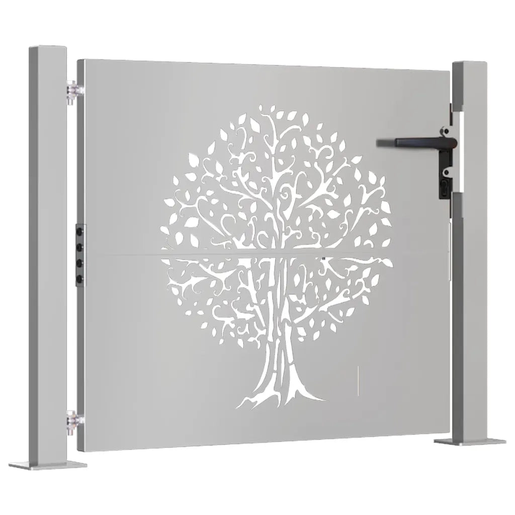 Cancello da giardino 100x75 cm in acciaio Corten con design ad albero 153214