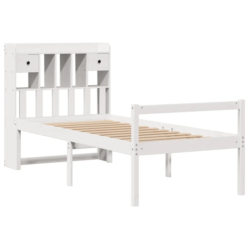 Letto con Libreria senza Materasso-Struttura Letto con contenitore 75x190 cm in Legno Pino 540566