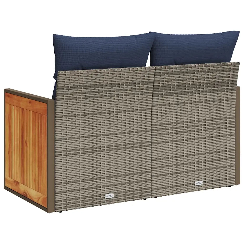 Divano da giardino con cuscini a 2 posti grigio in polyrattan 366161