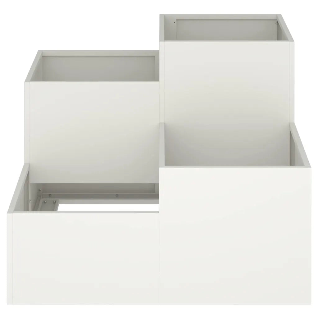 Fioriere | Cassetta per fiori | Vaso da giardino Bianco 80 x 80 x 60 cm Acciaio